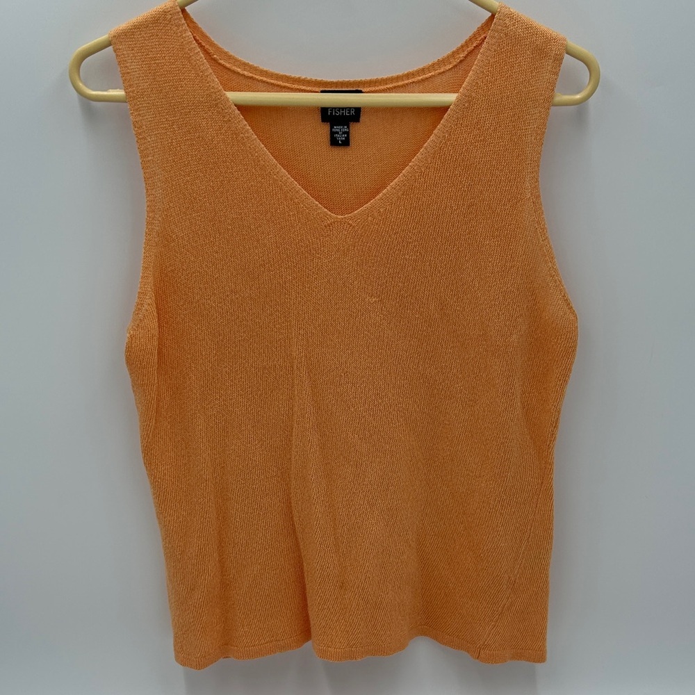 Eileen Fisher Italian Yarn Jersey Knit Tank Top Sucks Shell Orange Large Casual